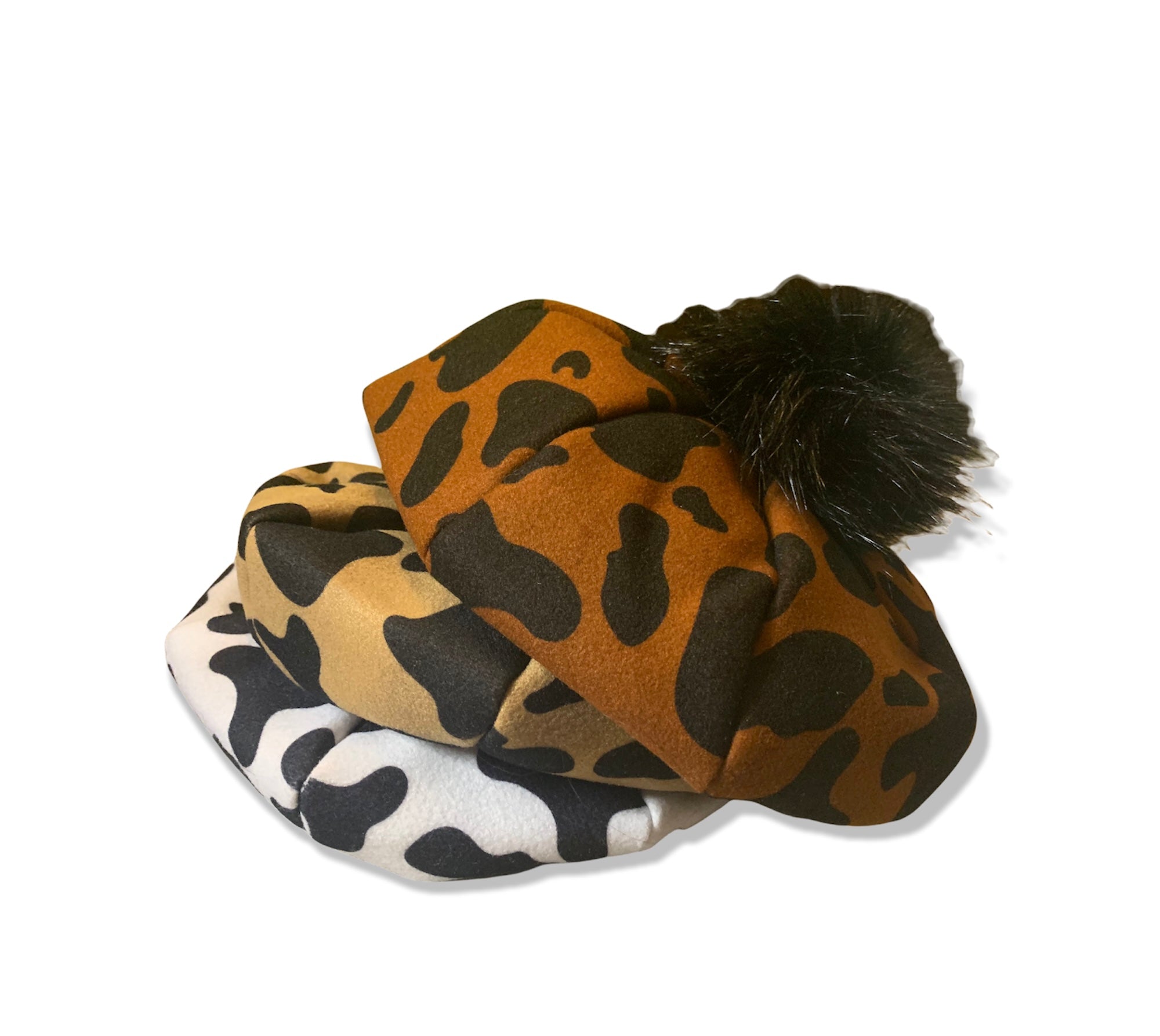 Pompom Cow Print Beret