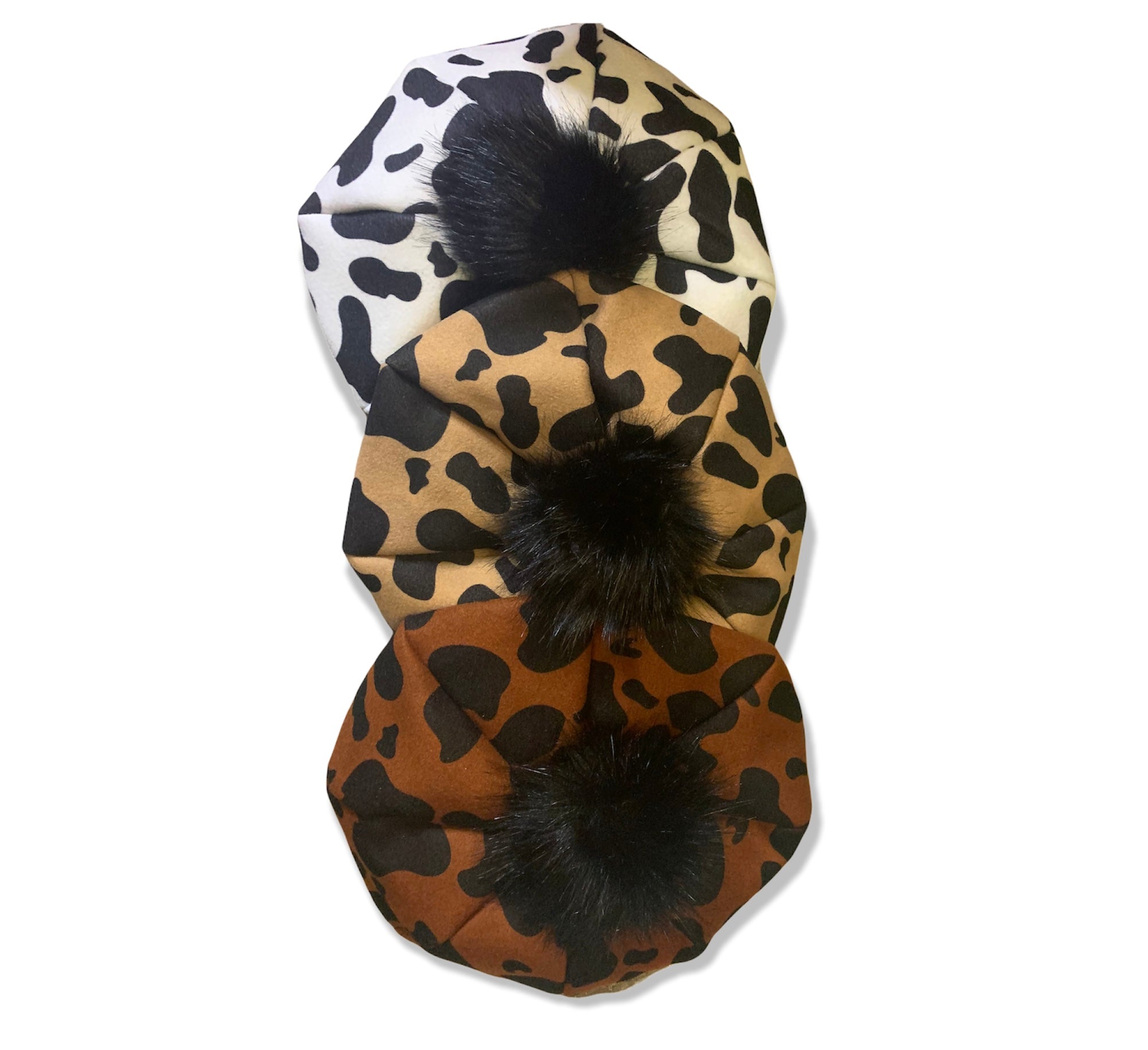 Pompom Cow Print Beret