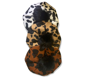 Pompom Cow Print Beret