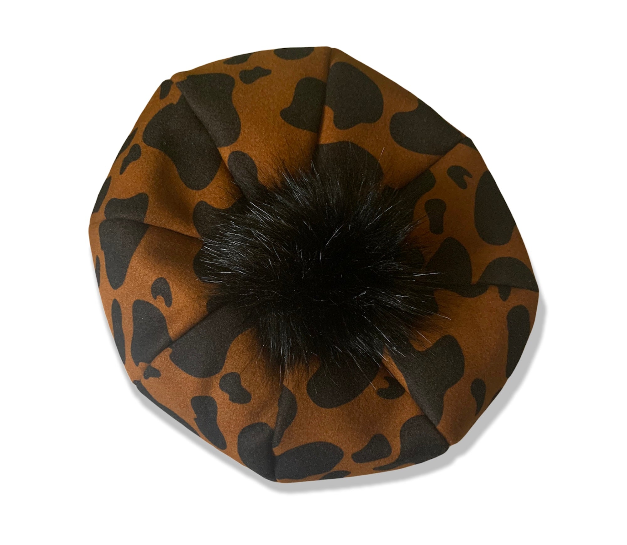 Pompom Cow Print Beret