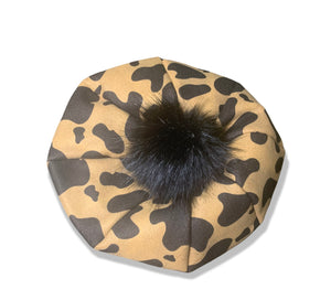 Pompom Cow Print Beret